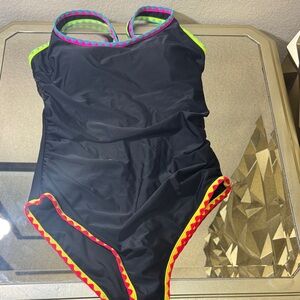 Black Swimsuit with Vibrant Trim